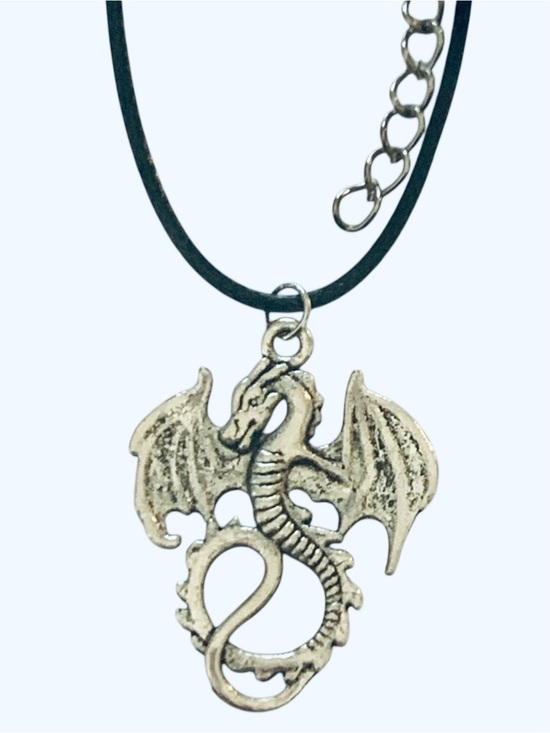 Alaska Wild Rose Designs Other - Dragon Pendant Necklace in Antiqued Sterling Silver